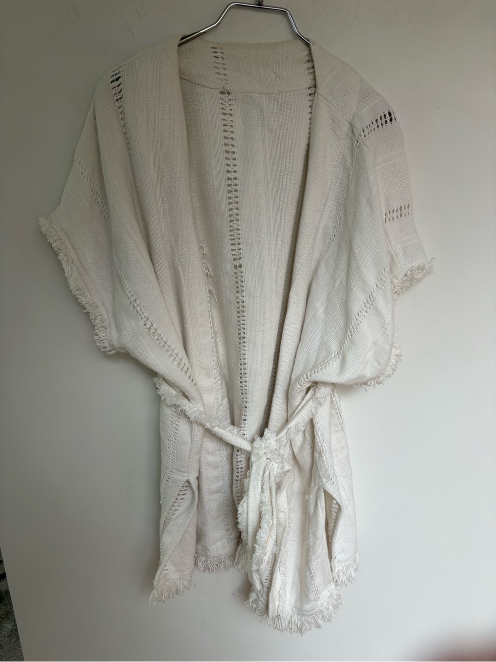 Anthro Fringed Duster Jacket One Size